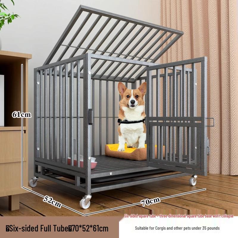 Medium & Large Dog Indoor Kennel with Full Square Tube Design and Built-in Toilet