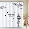 Nordic minimalist art printing Shower Curtain, Waterproof Fabric Flower and leaf Bird pattern Bathroom Curtain for Bathtub Decor