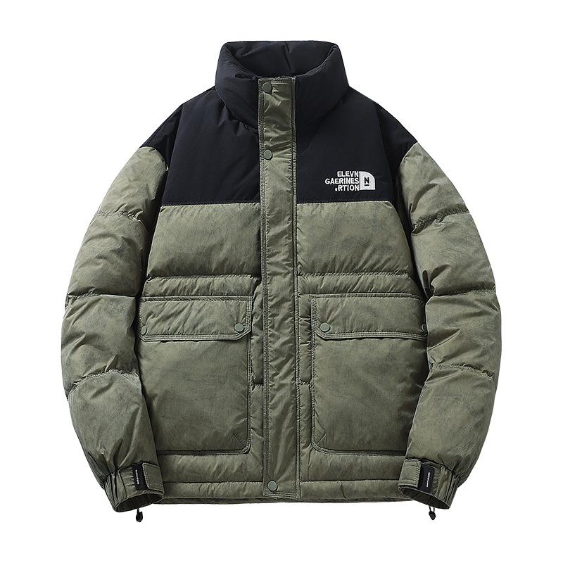 Men's Trendy Color Block Stand Collar Down Jacket - Warm & Stylish Winter Coat