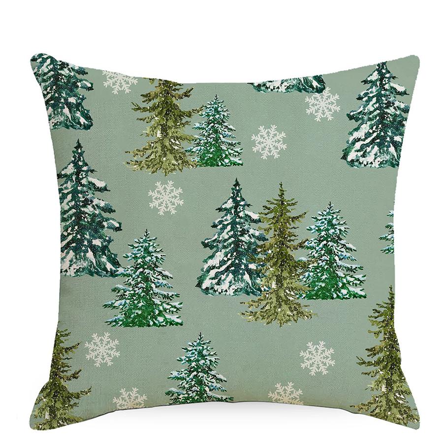 Christmas Pillowcase  Tree Print Peach Skin  Sofa Car Office Seat Ornaments Bedroom Room Home Decoration
