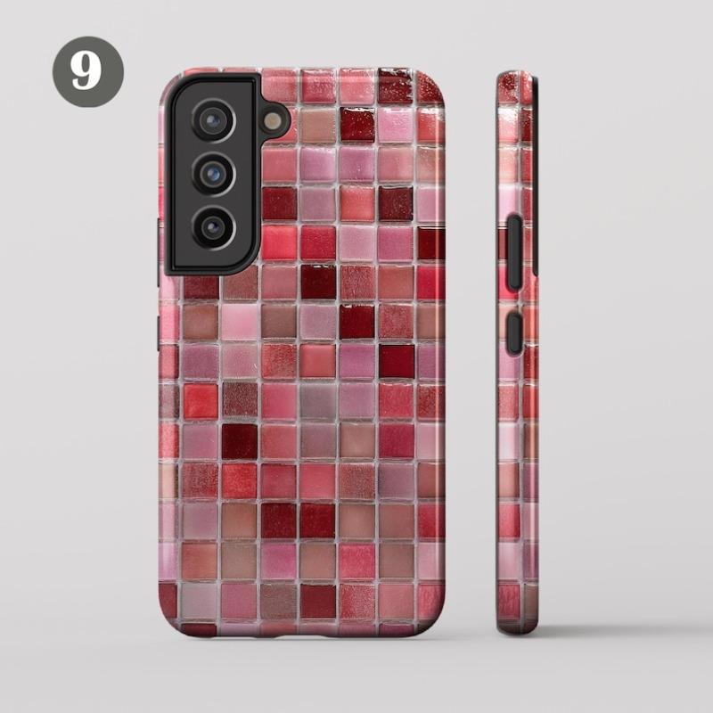 Hybrid Double-layer Phonecase Glass Mosaic Tile Phone Case for Samsung Galaxy S26 S25 Ultra S24 FE S23  Plus 5G Hard Shell