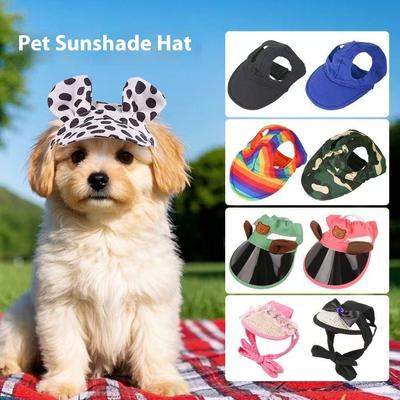 Fashionable Dog Baseball Cap Adjustable Pet Sun Hat Summer Breathable Teddy Beret Visor for Small Medium Dogs Costume Dog Hat