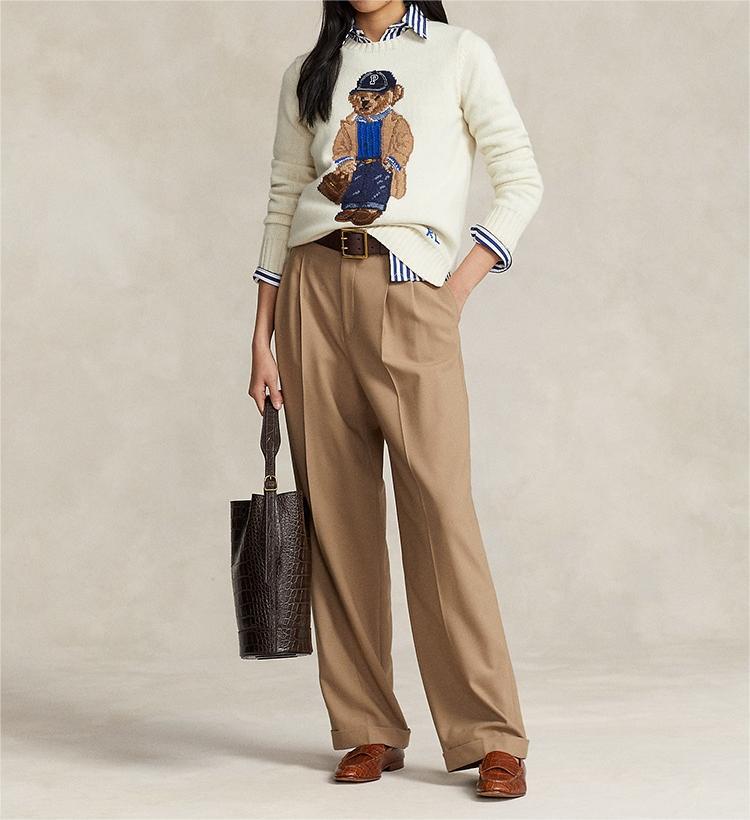 New Autumn/Winter Classic Bear Embroidered Round Neck Sweater - American Style