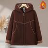 New Style Winter Plus Velvet Thick Fleece Hooded Zipper Jacket for Middle-Aged & Elderly Women
