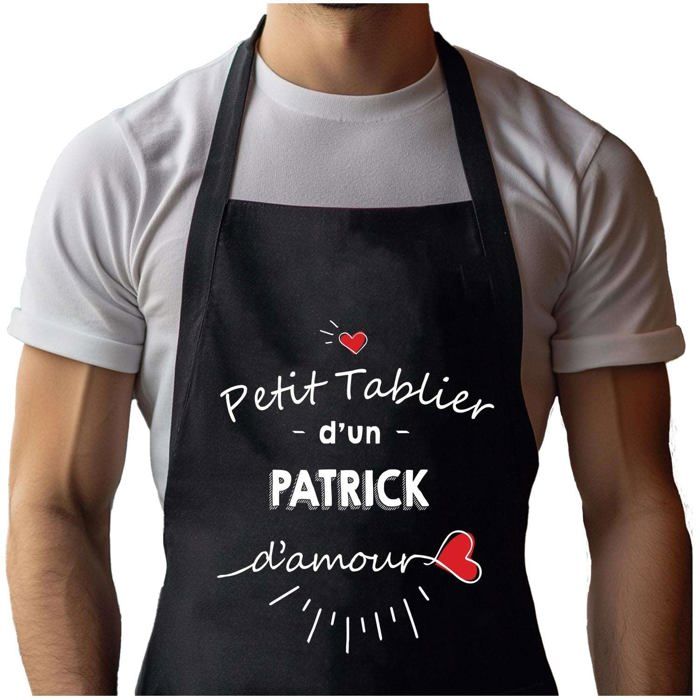 Tablier de cuisine - Patrick d'amour - Noir - Motif breton - Coton résistant
