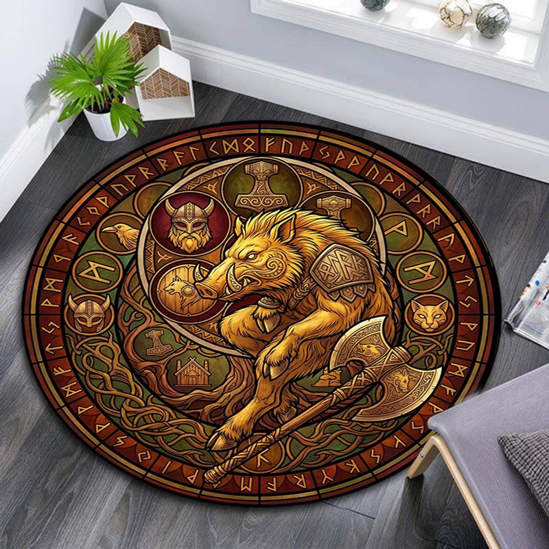 Boar Mythology Round Area Rug Under Office Chairs Bedroom Living Room Home Decor