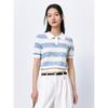 PEACEBIRD Women's Striped Polo Collar Dopamine Knit Top