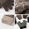 WTEMPO 1 Pair of New Fashionable Winter Men's Plush Warm Gloves Cold-proof Touch Screen Knitted Jacquard Full Finger Gloves