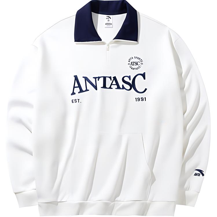 

Anta Повседневная удобная дышащая толстовка с капюшоном унисекс цвета слоновой кости и белого 972438707-1 XS