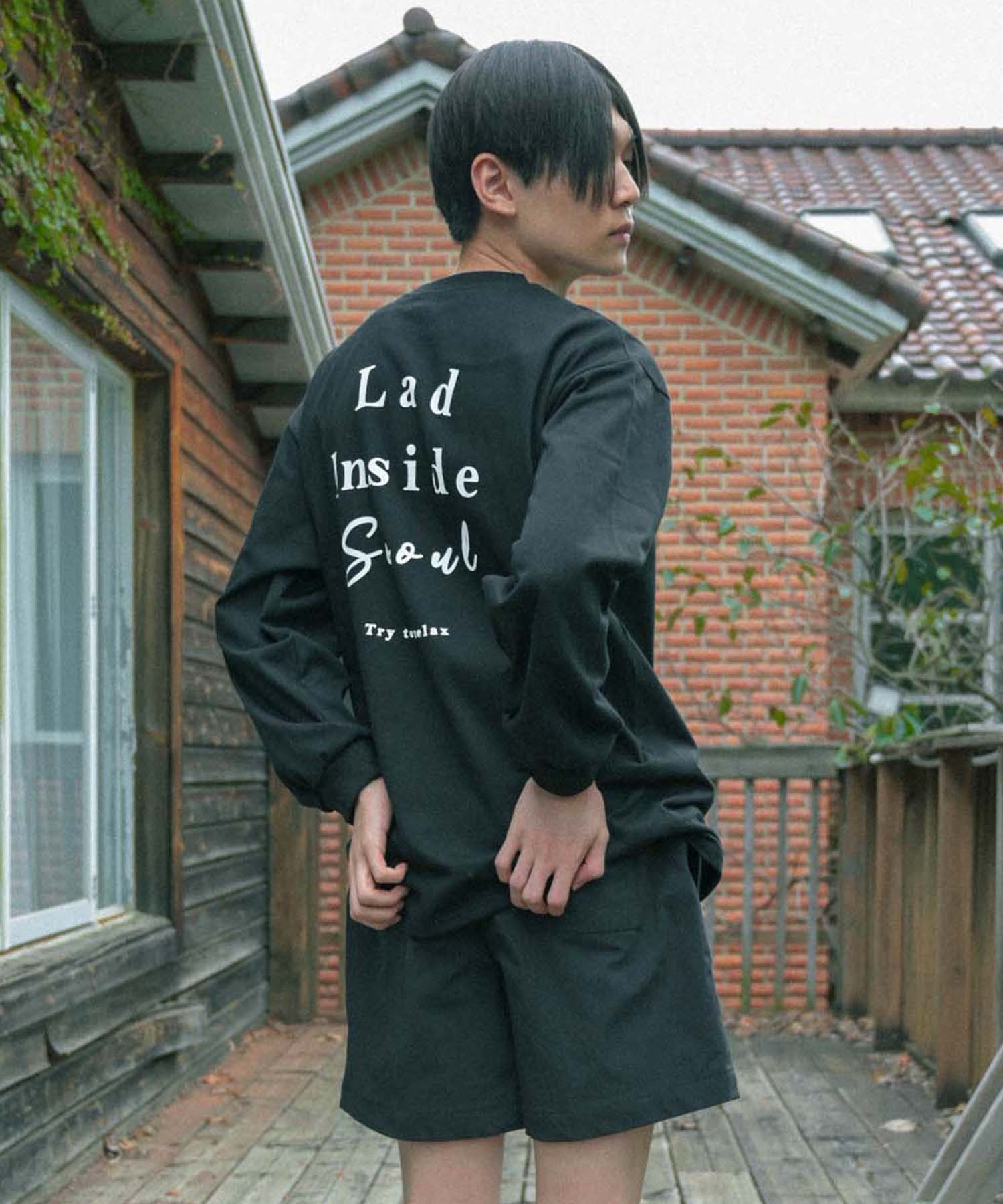 Rad Inside Seoul Lettering Long Sleeve T-Shirt Black M