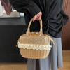 2025 New Desig Women Summer Handwoven Fashion Straw Handbags Lady Bohemia Retro Lace Rattan Tote Bag Travel Holiday Beach Bag