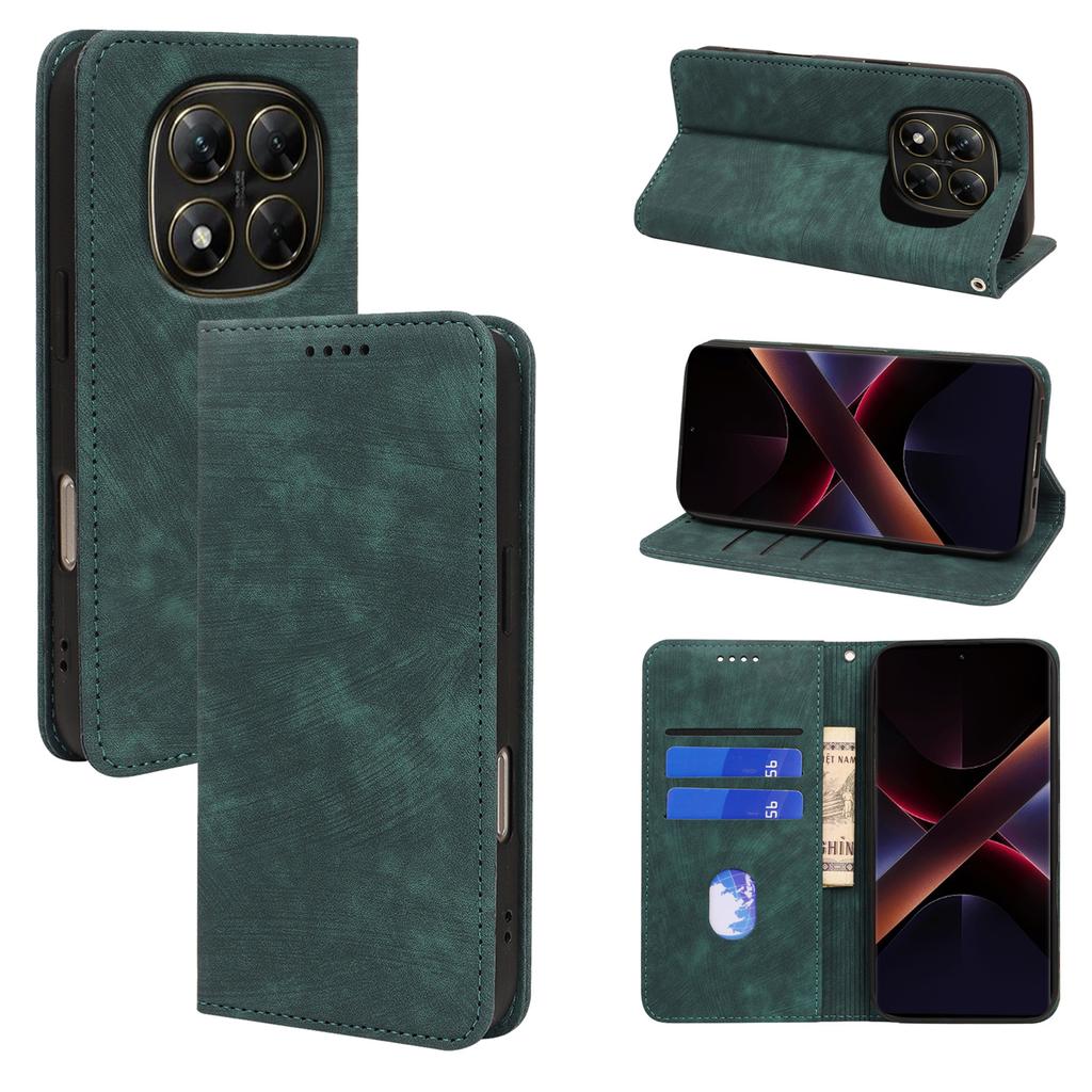 For Xiaomi Redmi Note 14 Pro 5G/Poco X7 5G Case Strong Magnetic Leather Wallet Phone Cover with Striped Texture