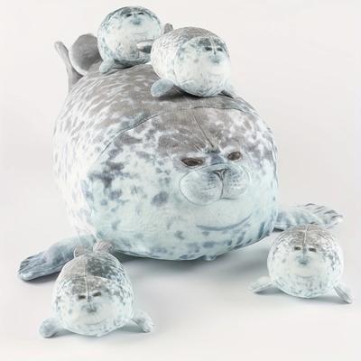 50Cm Mother And Son Seal Plush Toy 5 Pcs Seal Zipper Lifelike  Sea Lion Cotton Stuffed Throw Pillow Toy For Kid Boys Girls Gifts