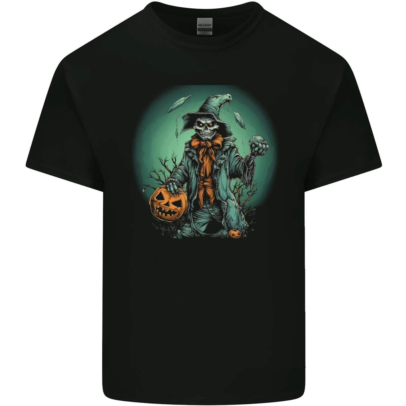 Halloween Skull With a Pumpkin Kids T-Shirt Childrens XL