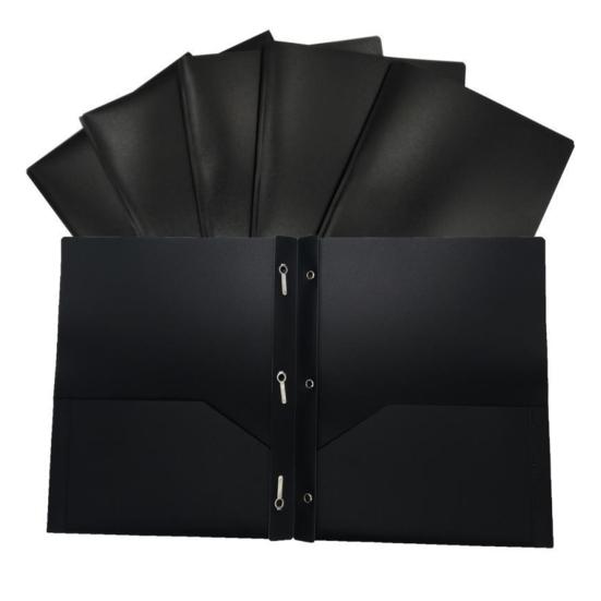 File Folder with Pockets Prong Fasteners PP Plastic A4 Size Waterproof Tear-Resistant