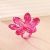 Exaggerated Metal Texture Large Flower Rings for Women Ladies Colorful Drop Oil Adjustable Rings Vacation Jewelry Accessories