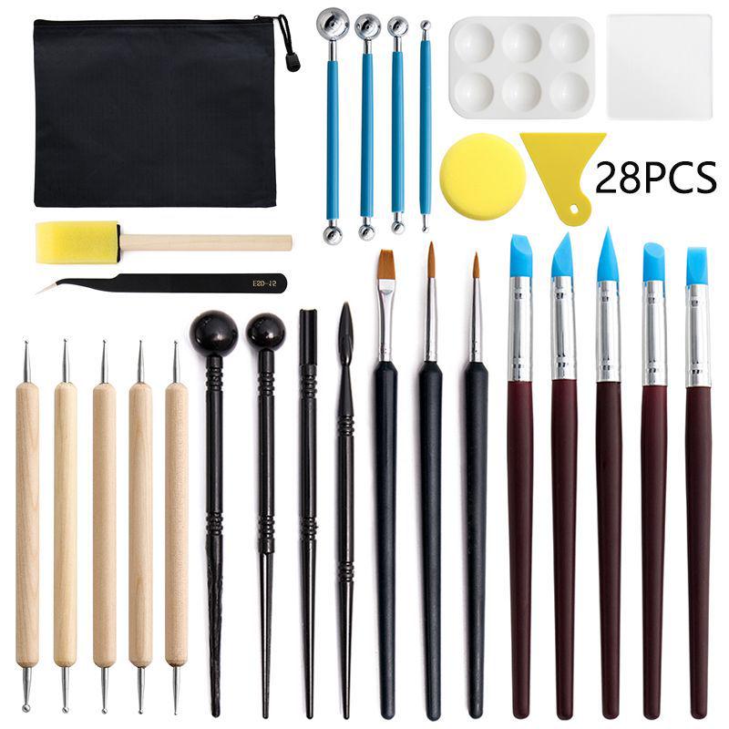 Set de 14 piese pentru ceramică și sculptură în lut cu pixuri de impresie din silicon