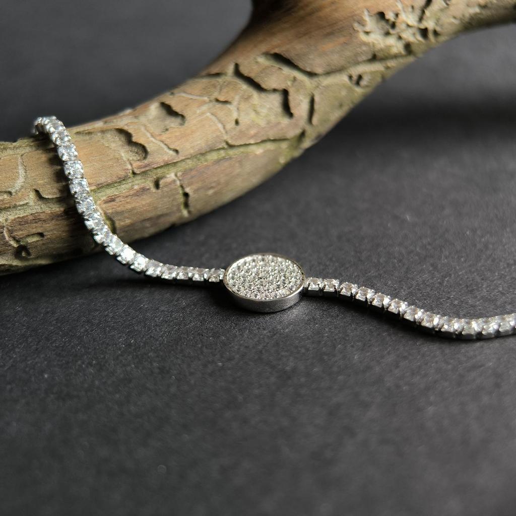 Серебряный браслет с фианитами, вес изделия 3,86 гр (2186946)