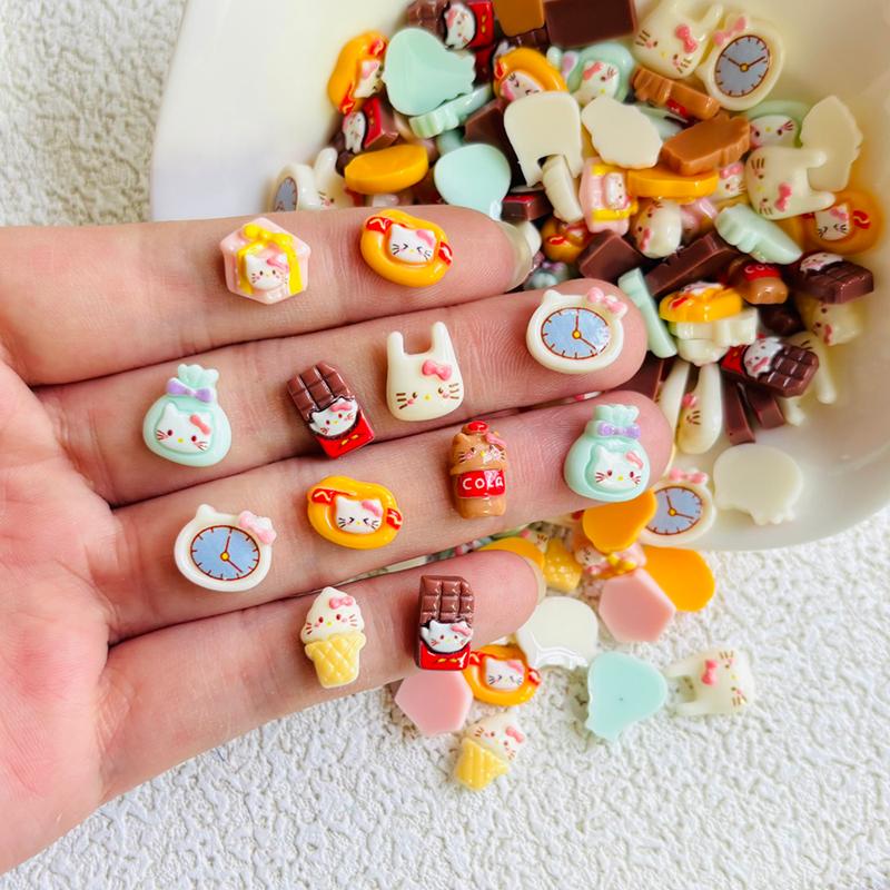 60 Pieces Of Cartoon Resin Food Toy Cat Rhinestone Decoration Diy Accessories, Suitable For Nail Art And Jewelry Making A151