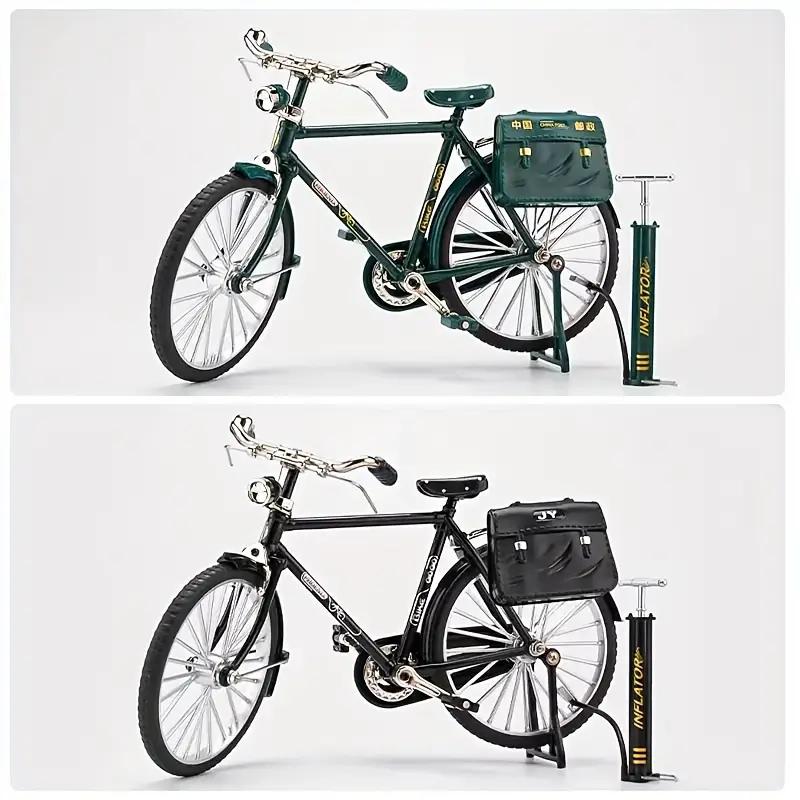 Kit Modelo de Bicicleta Vintage - Conjunto Miniatura de 51 peças com Inflador e Estojo, Liga de Alumínio, Presente de Colecionador e Decoração.