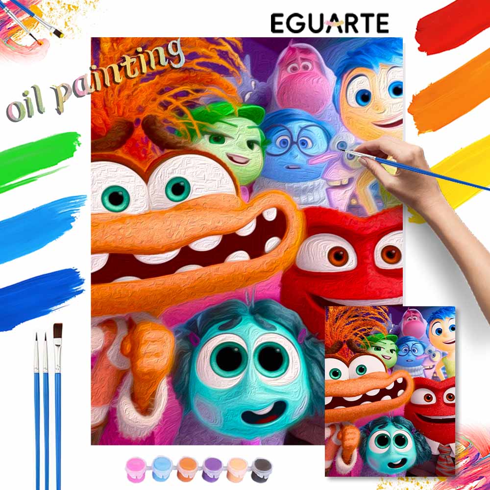 Disney Inside Out 2 oil paint by numbers painting kit handmade diy home decor gifts wall art character painting for bedroom decor art