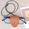 Storage Hanging Rope Eyeglasses Storage Bag Pendant Leather Hanging Neck Pouch  for Unisex