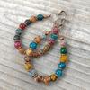 Handgjorda Retro Boho Chic Dangle-örhängen med Natursten och Pärlhänge Perfekta för Vardagsbruk och Festivaler