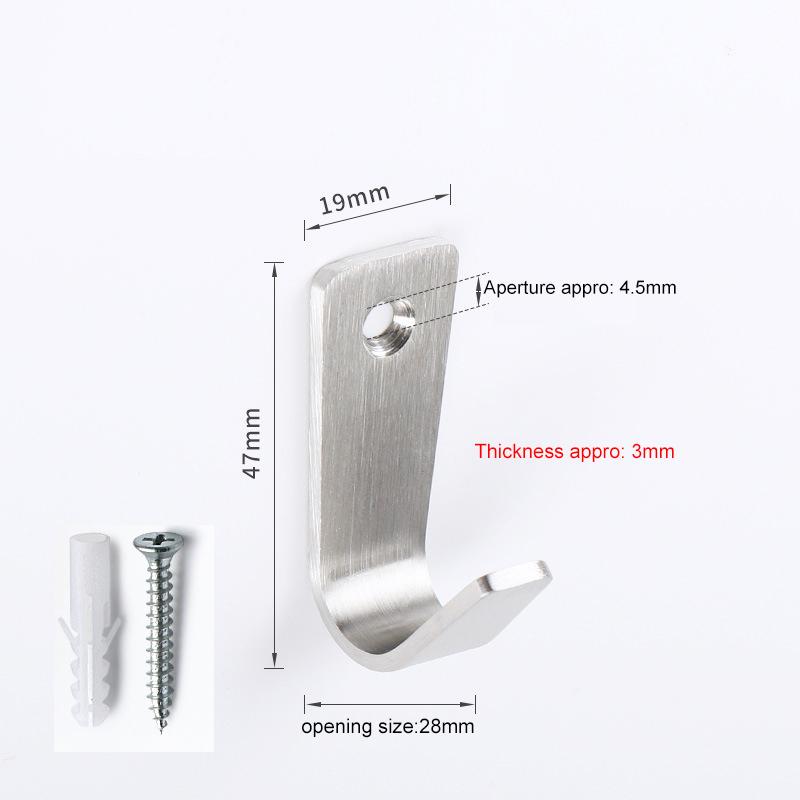 

2 шт. Настенный крючок из нержавеющей стали J-типа с одним отверстием, маленькие крючки для подвешивания чашки, пальто, шляпы, сумки, полотенец с винтом