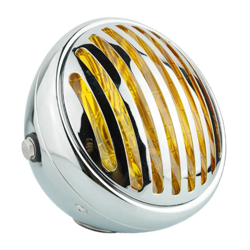 For Honda Gn125/Cg125 Modified Retro Universal Motorcycle 12V Black Shell Front Retro Round Headlight-A87Q