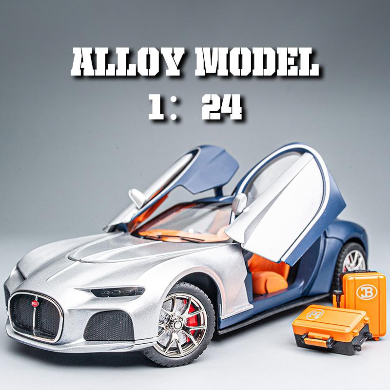 1/24 Bugatti Atlantic Luxus-Sportwagen Legierungsmodell, Simulierter Ton und Licht, Bemalte Innenausstattung, Restaurierte Details, Schreibtisch-Dekorationen