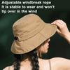 Women Hat Fisherman Style Solid Color Basin Hat with Reflective Stripe Lace-Up Dome Design Bucket Hat