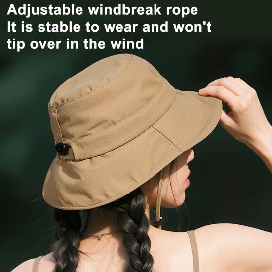 Women Hat Fisherman Style Solid Color Basin Hat with Reflective Stripe Lace-Up Dome Design Bucket Hat