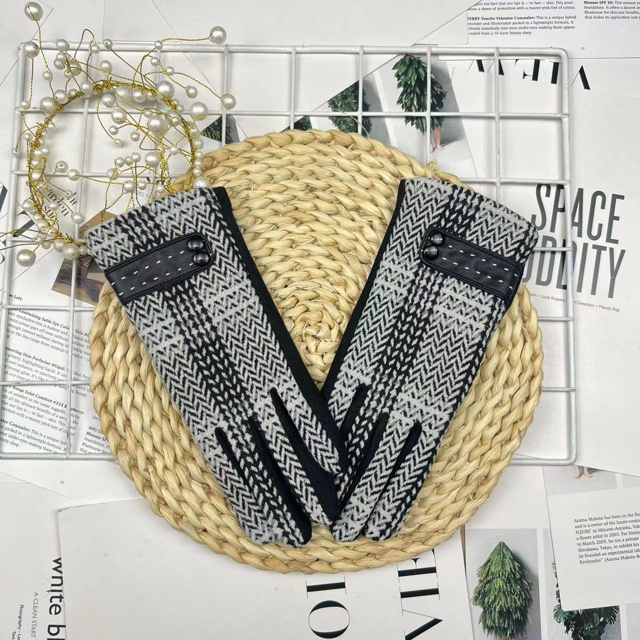 

Женские перчатки для велоспорта, теплые флисовые утолщенные перчатки, модные и милые, с сенсорным экраном one size fits all чёрный