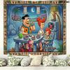 The Flintstones Cartoon Wall Tapestry Aesthetic Wall Hanging Printed Fabric Blanket Decorative Tapestries for Bedroom Living Room Home Decor