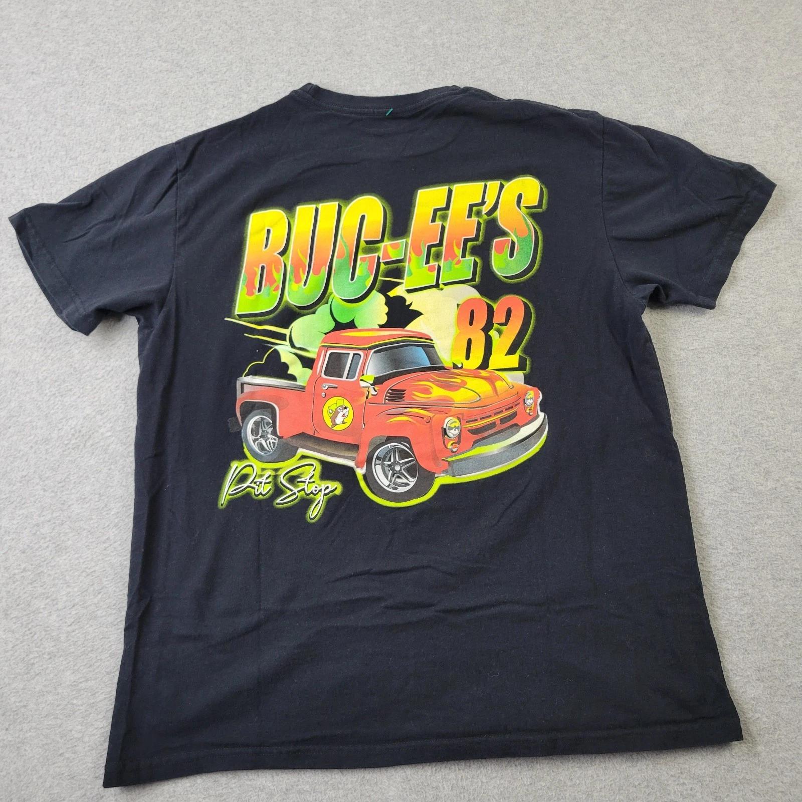 

Buc-ee s 82 Shirt Mens Large Black Hot Rod Truck Pit Stop Graphic S