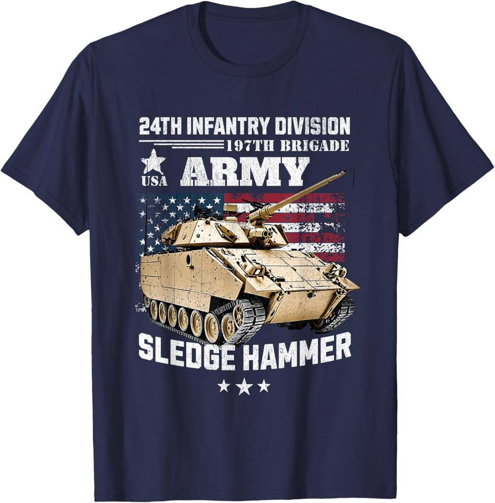 US Army 24th Infantry Division 197th Brigade Veteran Pride TShirt 100 Cotton ONeck Short Sleeve Summer Casual Mens Tshirt