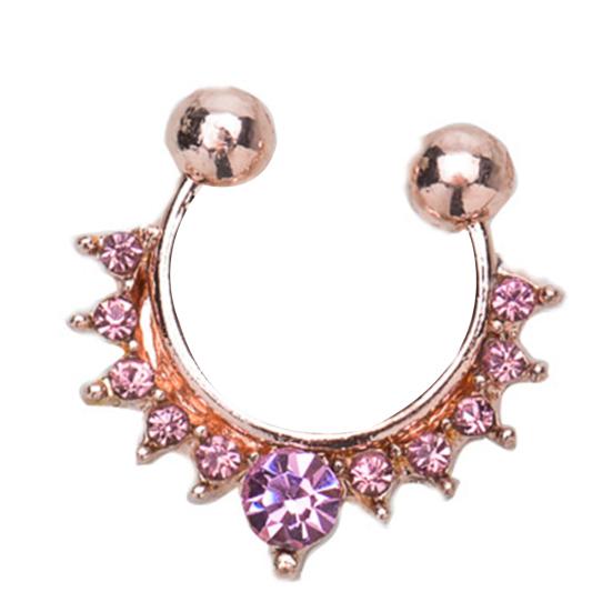 Fashion Women Rhinestone Inlaid Nose Ring Clip Hoop Piercing Body Jewelries