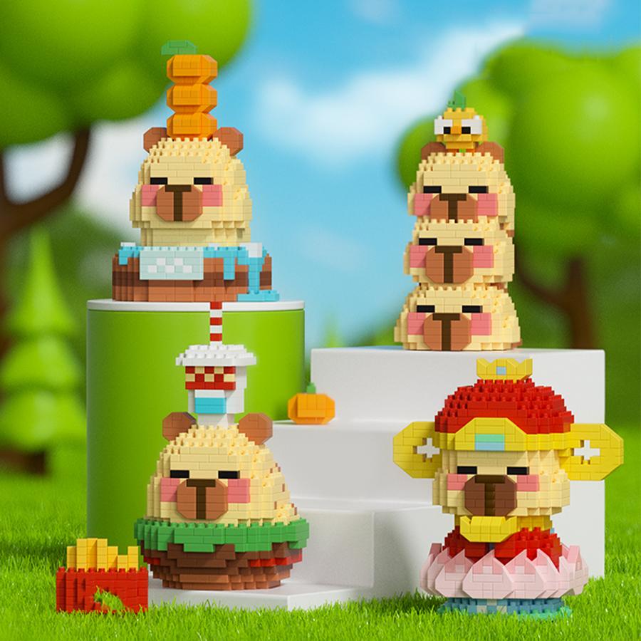 Kawaii Guinea Pig Mini Building Blocks Kids Toys Pufferfish Cartoon Figures Micro Blocks Educational Toys Gift For Kids