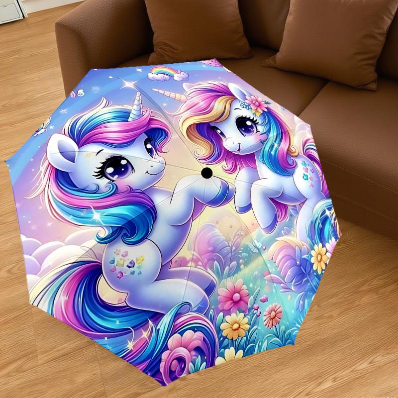 1PC Unicorn Fantasy Umbrella-8-Rib Reinforced Portable Folding Travel Suitable for All Seasons Outdoor Daily Use-H0381