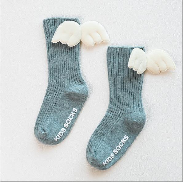 Baby Girls Knee High Socks Angel Wing Summer Autumn Cotton Socks Solid Candy Color Kids Toddler Short Socks for Children