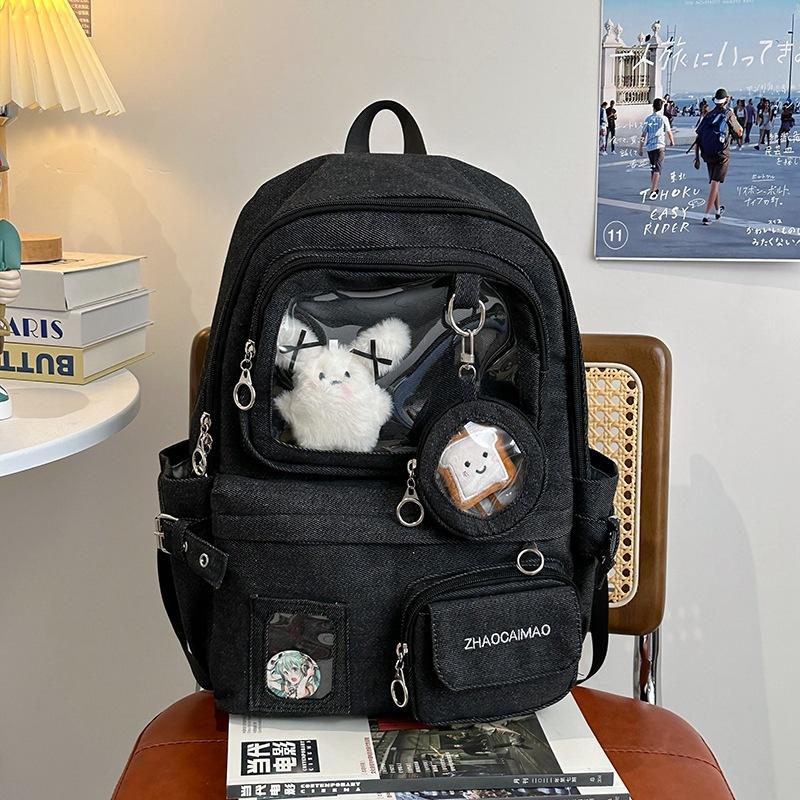 New Cute Transparent Pain Bag Girl's Heart Is High  High School Students' Schoolbags and Large Capacity Backpacks.