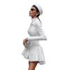 French Hepburn Style White Long-sleeved Dress Women's Autumn Fashion with A-shaped Bud Skirt Short Skirt Women's Clothing