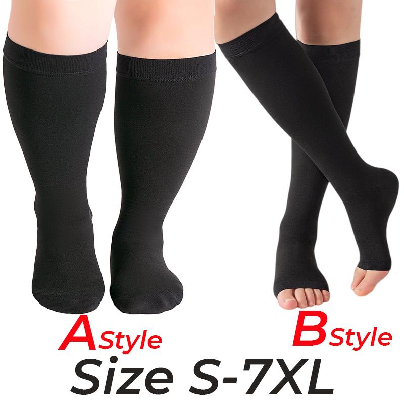 S-7XL Größe Damen Herren 20-30 mmHg Graduierte Kompression Kniehoch Offene Zehen Kompressionsstrümpfe Blickdicht Kniehoch Geschwollene Beine Ödeme