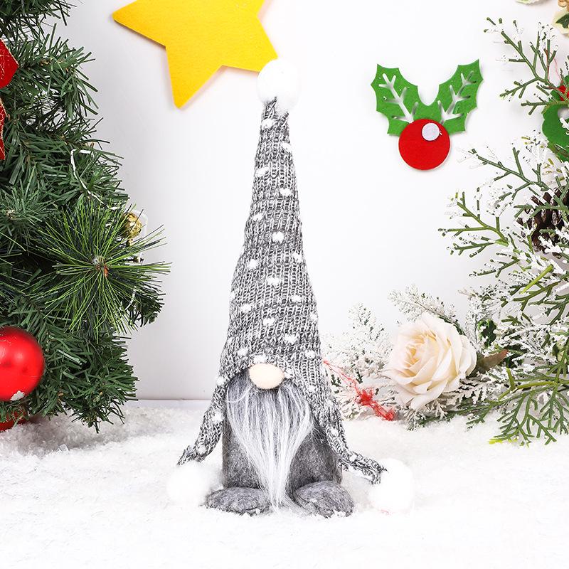 Nordic Christmas Faceless Doll with Knitted Hat and White Beard