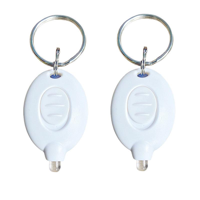 2PCS Mini Keychain LED Flashlight UV Torch Keyring Lamp Button Battery Lanterns White Light Children's Outdoor Light Torch