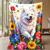 Floral Canine Fantasy Theme blanket Lightweight Warm Flannel Blanket Decorative Throw Blanket for Home Decoration