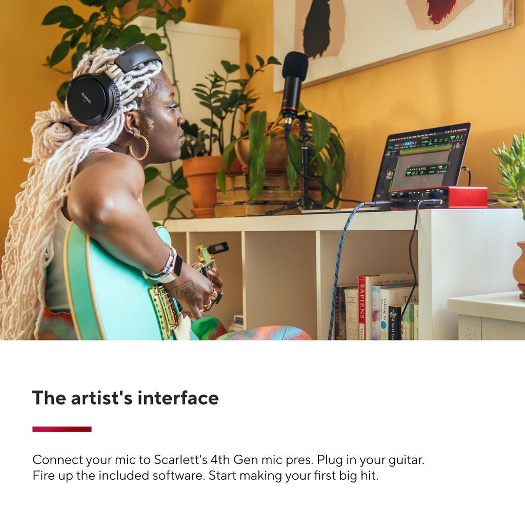 Focusrite Scarlett 2i2 4th Generation USB Audio Interface for Recording, Songwriting, Streaming, and Podcasting - All the software you need for