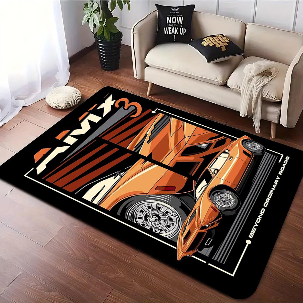 Vintage Japanese Manga Style Carpet for Living Room Bedroom J-DM Racing Car Retro Print Classic Cars Carpet for Home Decor Gifts