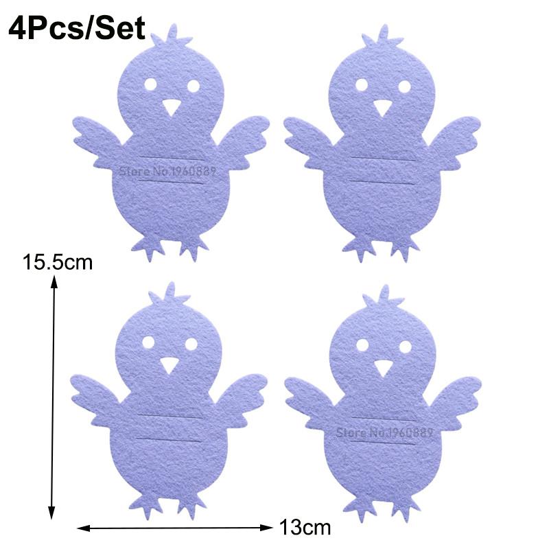 4Pcs Easter Knife Fork Holder Tableware Bag Non-woven Chick Rabbit Cutlery Bag Organizer Easter Bunny Party Supplies Home Decor