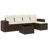 6 Piece Garden Sofa Set with Cushions Brown Poly Rattan